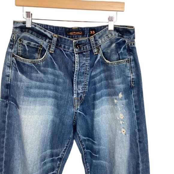 Ed Hardy distressed jeans size 33 X 34 - Picture 3 of 8